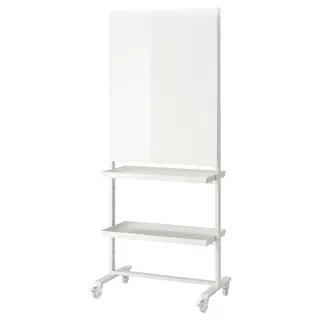 MITTZON frm w cstrs/whtbrd/disp shlf/cbl bx, white, 85x205 cm