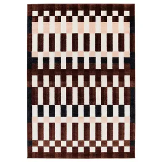 MARKBLÅMME rug, low pile, multicolour/check pattern, 160x230 cm