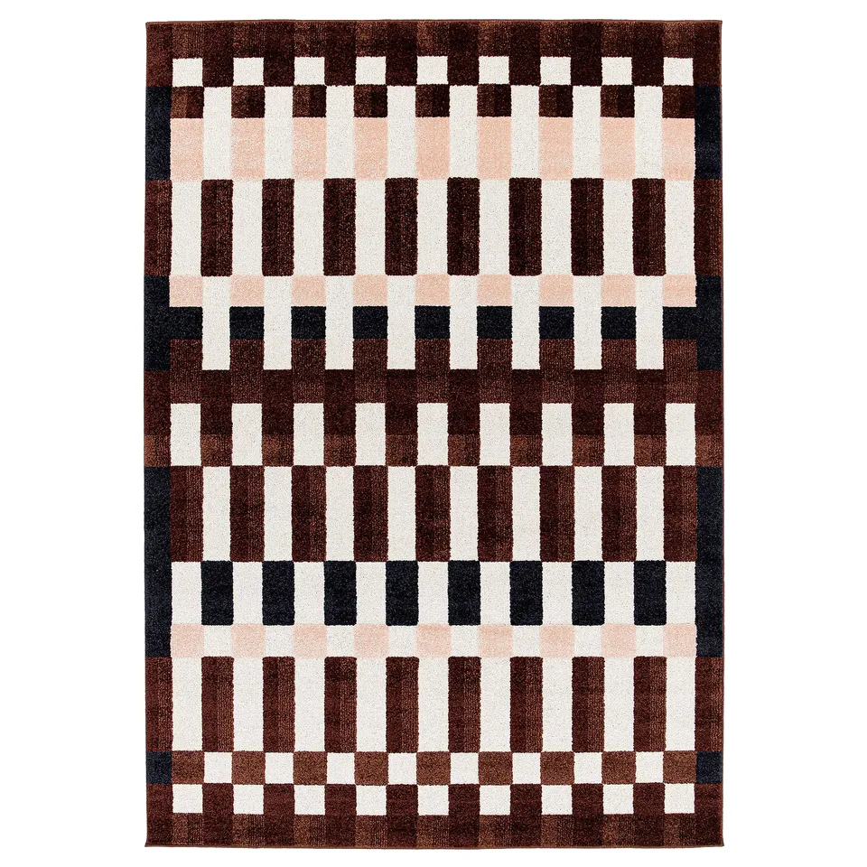 MARKBLÅMME Rug, low pile, multicolour/check pattern, 160x230 cm