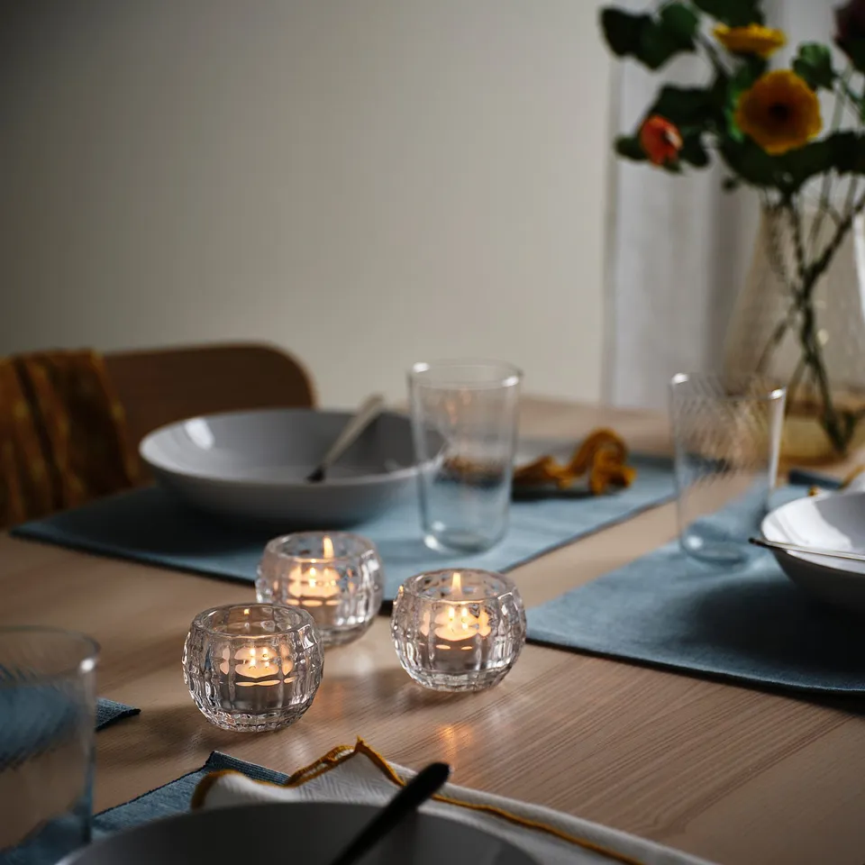 FRÖJDA Tealight holder, clear glass, 6 cm
