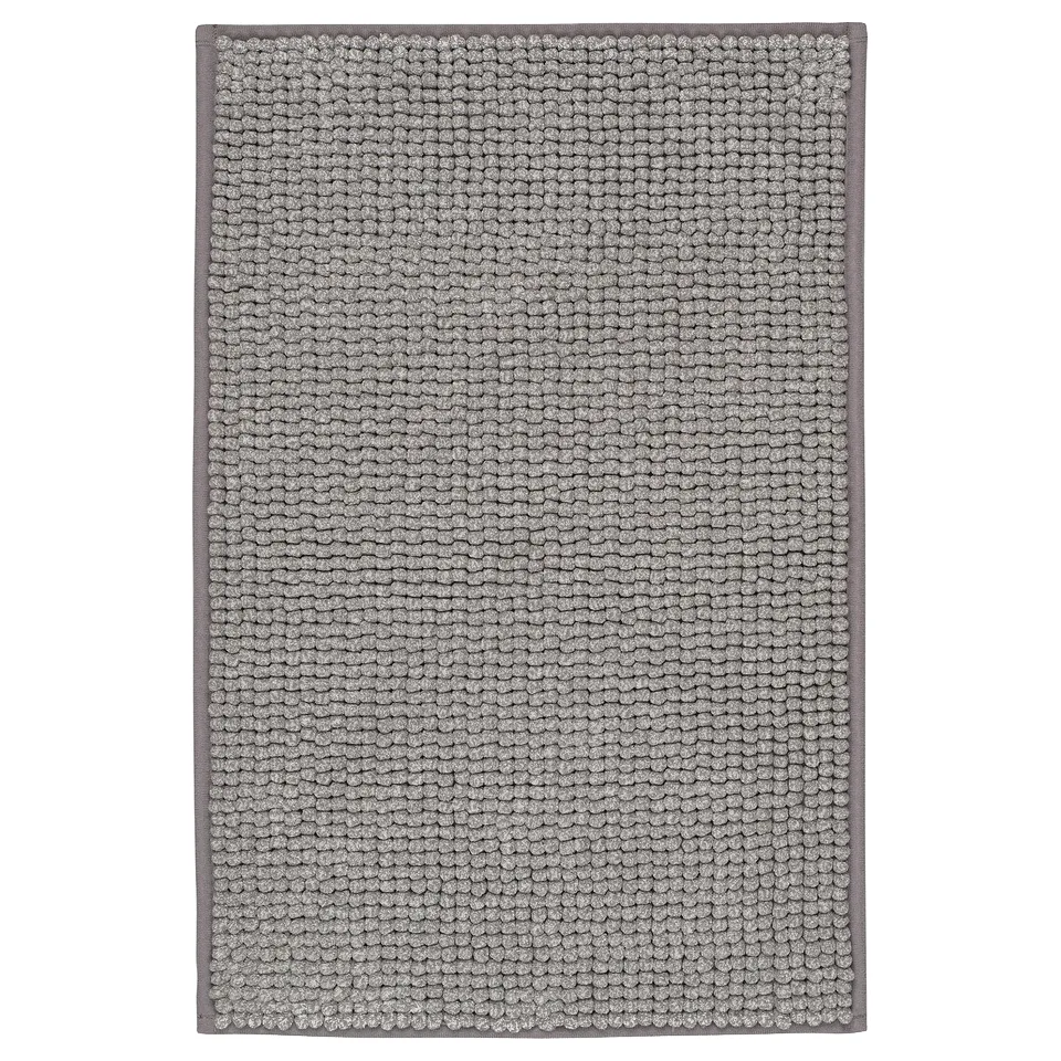 TOFTBO bath mat - grey, rectangular, textured microfiber top, recycled polyester edges.