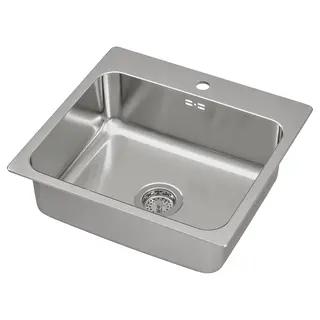 LÅNGUDDEN inset sink, 1 bowl, stainless steel, 56x53 cm