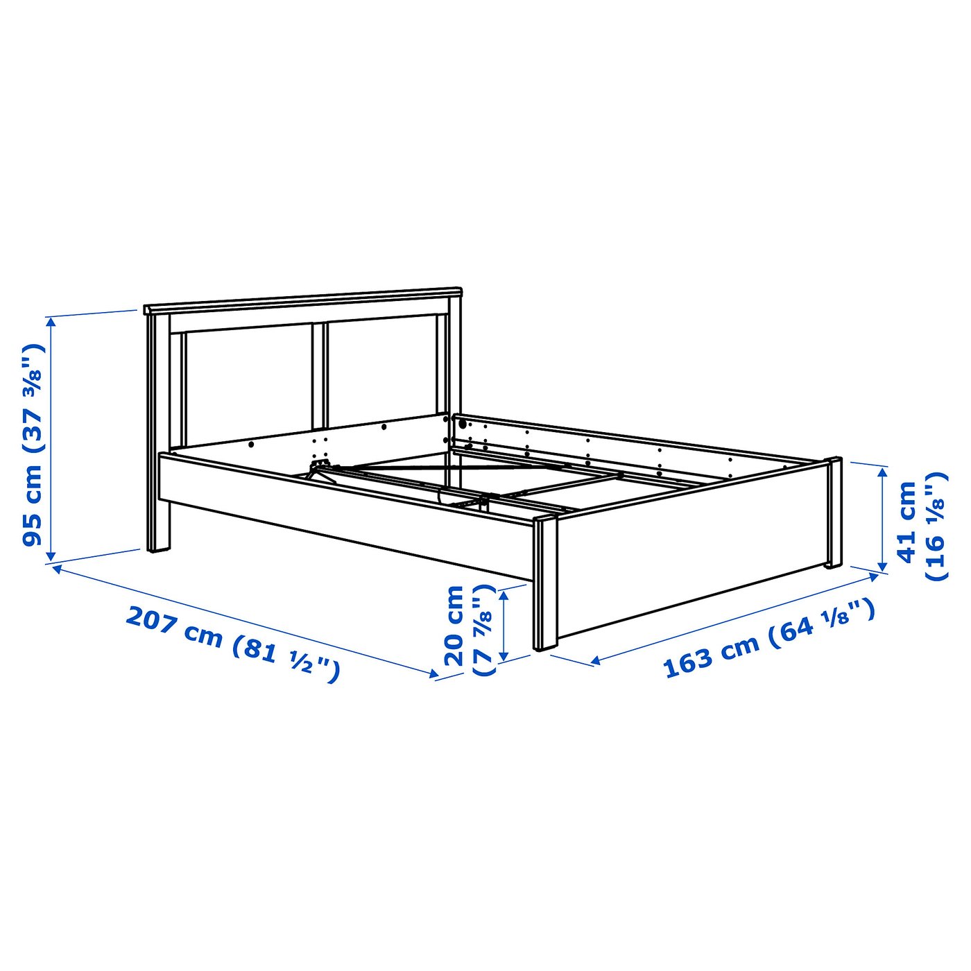 Illustration with measurements for the product: SONGESAND.
