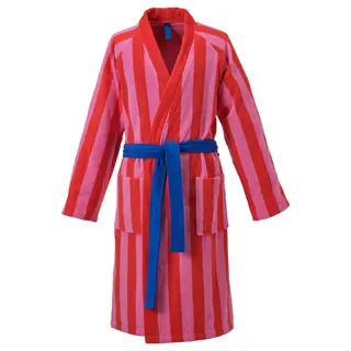 SKOGSSALLAT bath robe, red-pink/striped, Length 112 cm