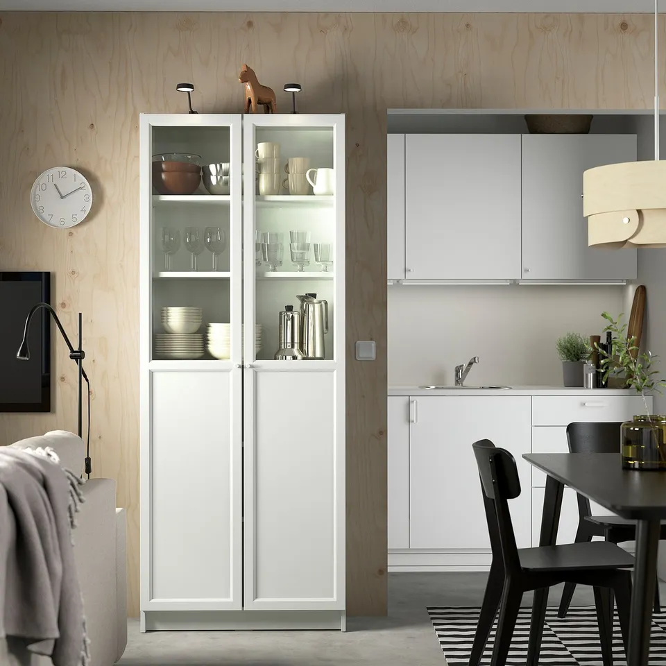 part: BILLY / OXBERG bookcase with panel/glass doors