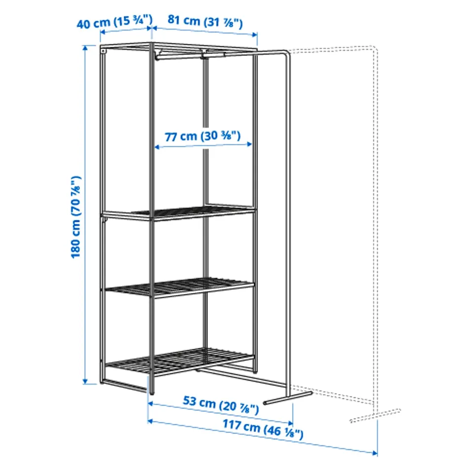 Illustration with measurements for the product: JOSTEIN.