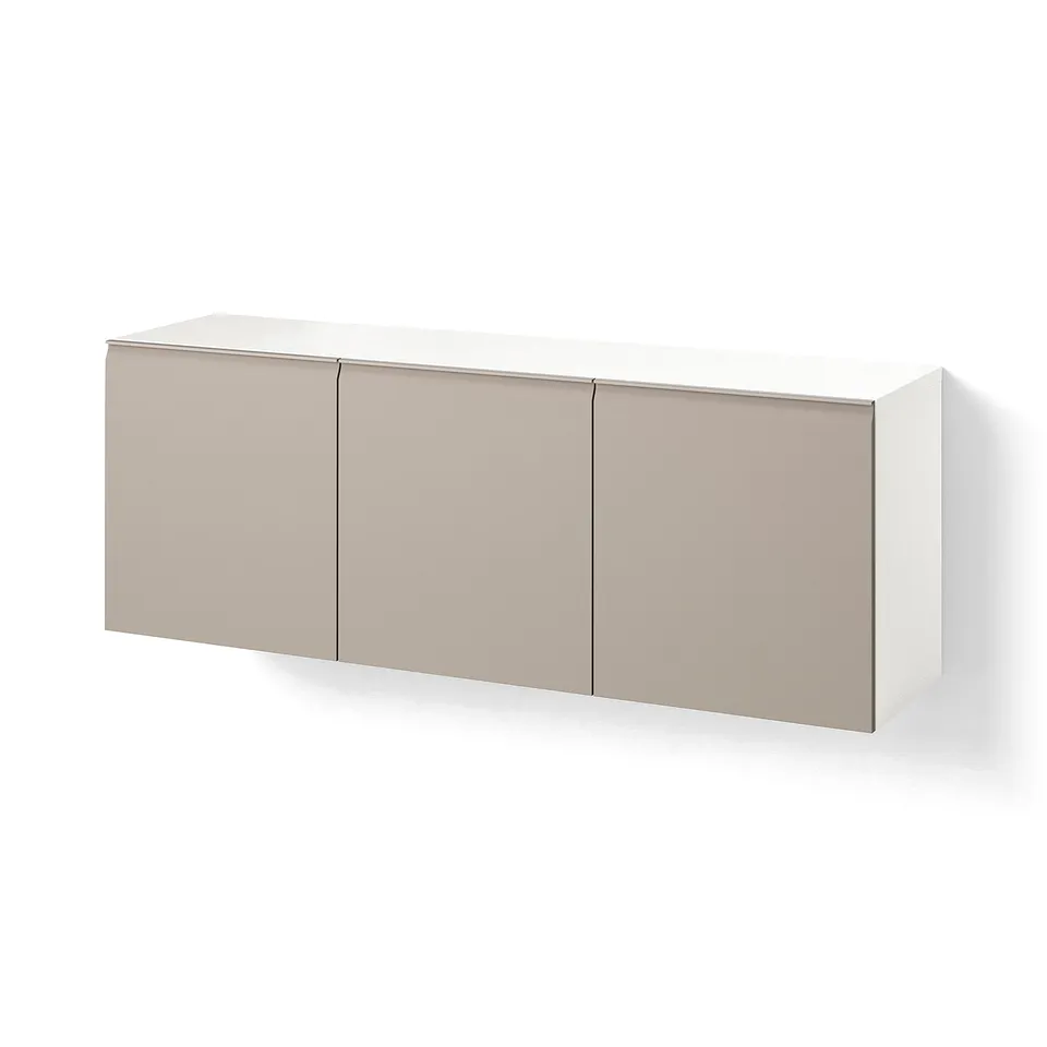 BESTÅ Wall-mounted cabinet combination, white/Hammarsmed beige, 180x42x64 cm