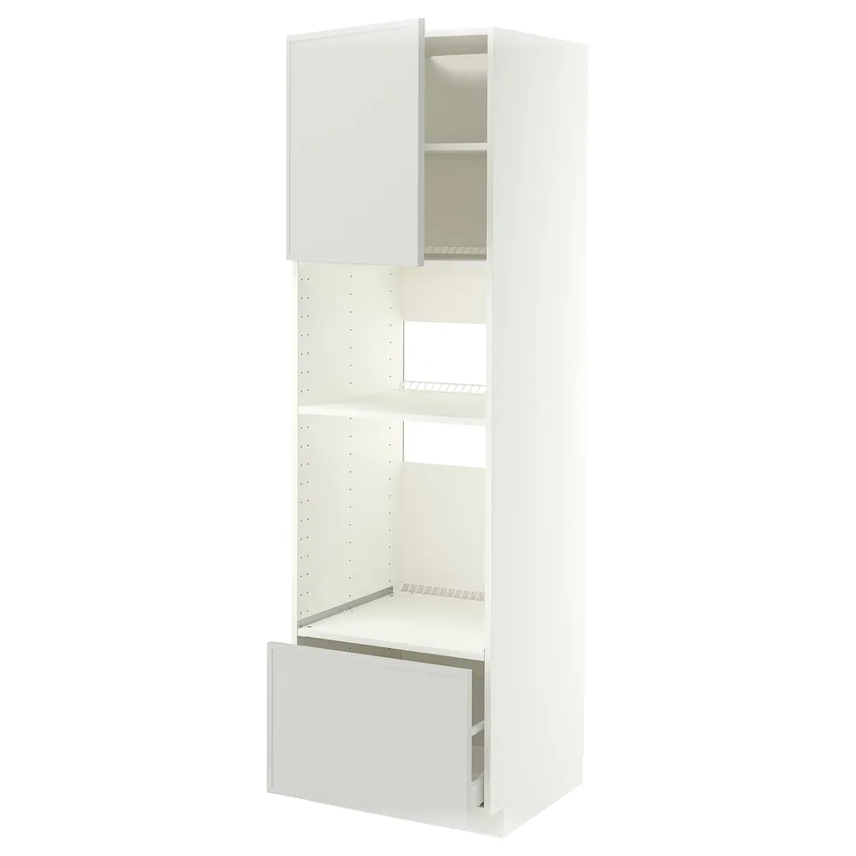 METOD / MAXIMERA High cabinet f built-in appliances, white/Aspudden light grey, 60x60x200 cm