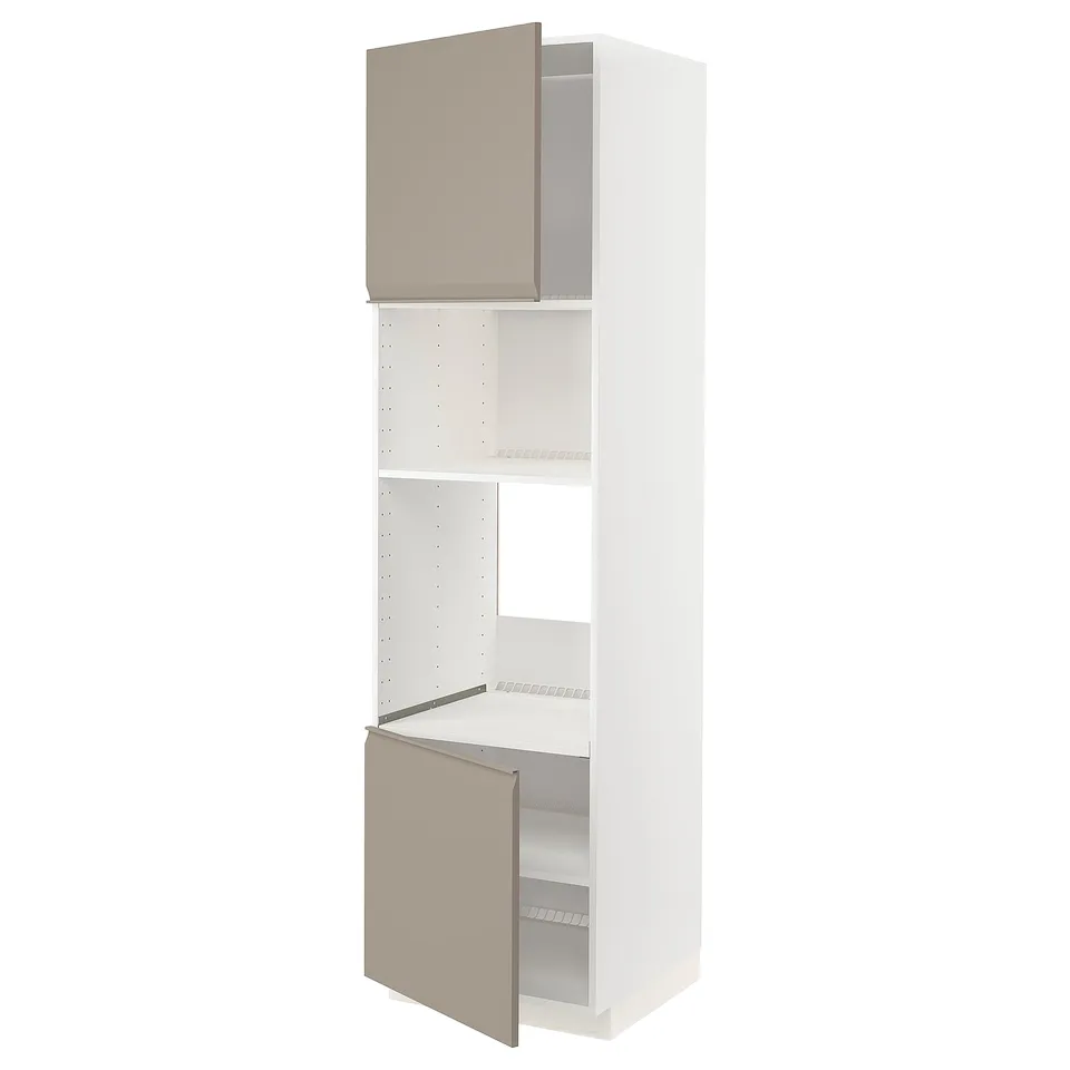 METOD kitchen unit, beige-beige, tall, open shelves with adjustable shelf.