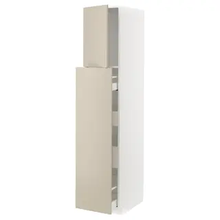 METOD / MAXIMERA hc w p-o func 1dr/4drw, white/Havstorp beige, Width 40.0 x Depth 61.6 x Height 208.0 cm