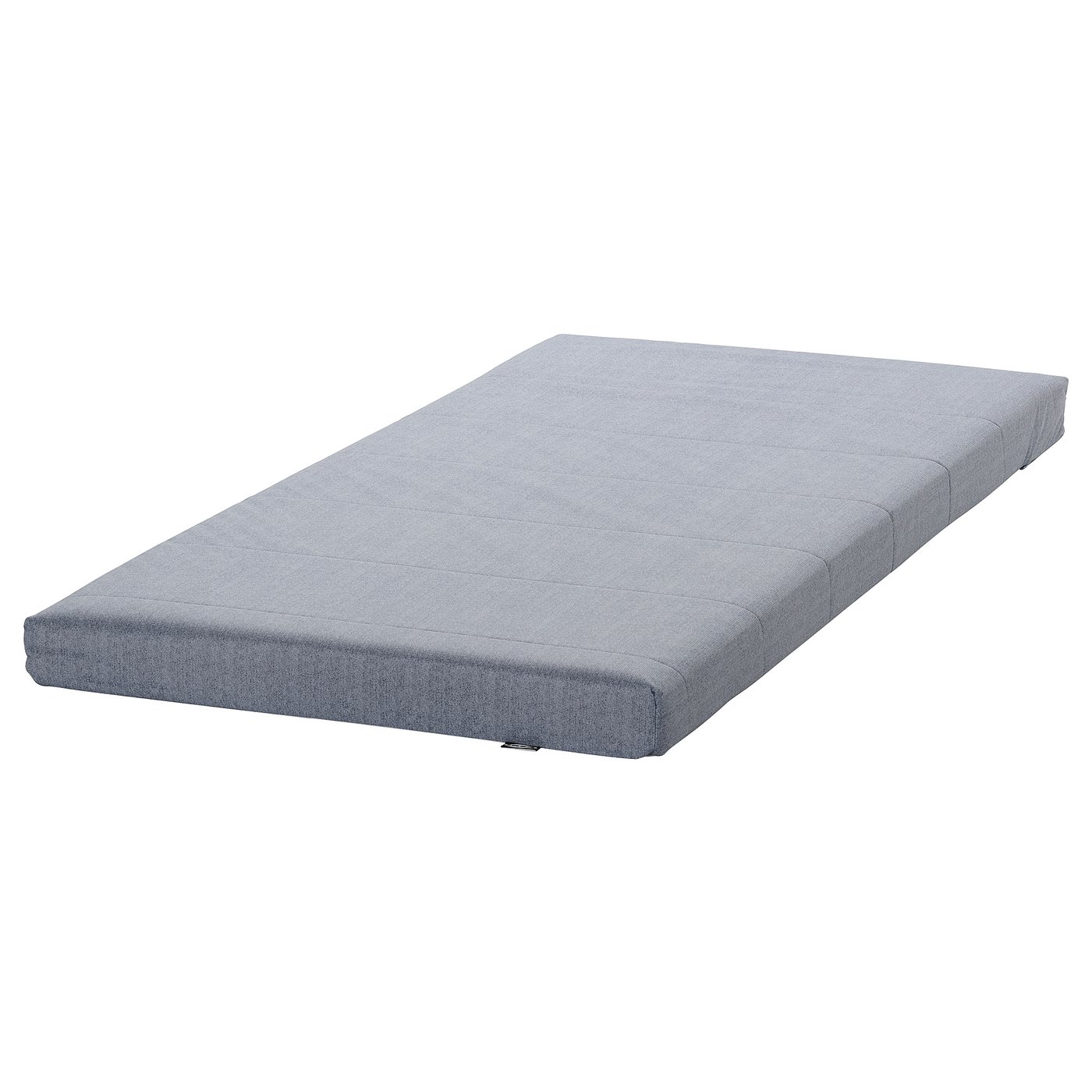 Grey IKEA VIHALS foldable tri-fold mattress pad on white background.