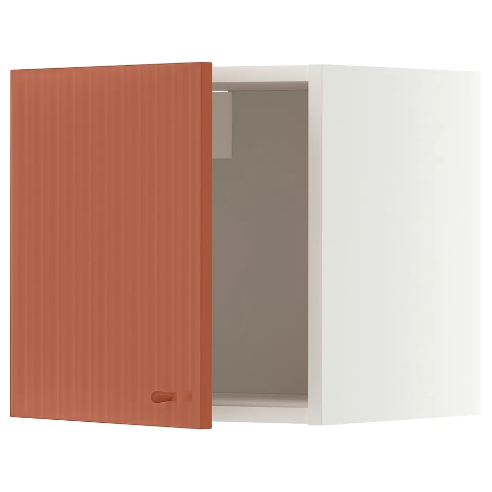 METOD Wall cabinet, white/Terrsjö red-brown wave pattern, 40x37x40 cm