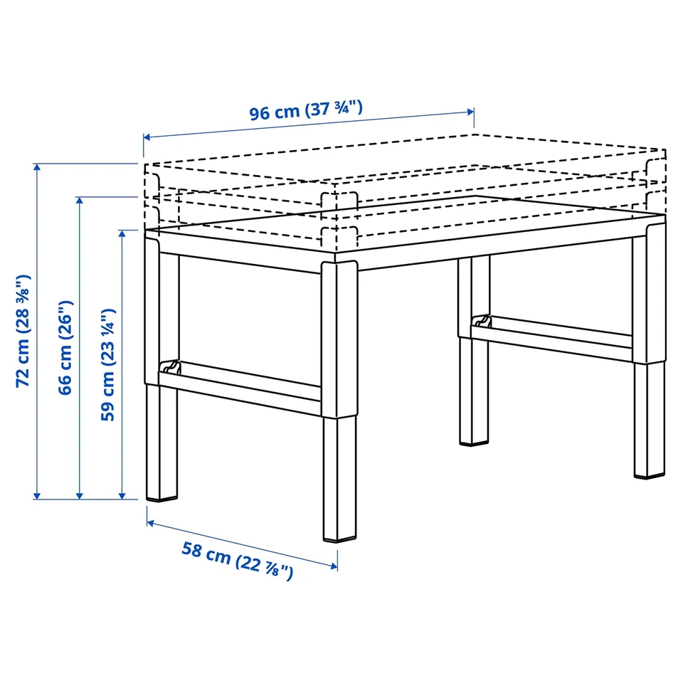 PÅHL Desk, height adjustable white, 96x58 cm