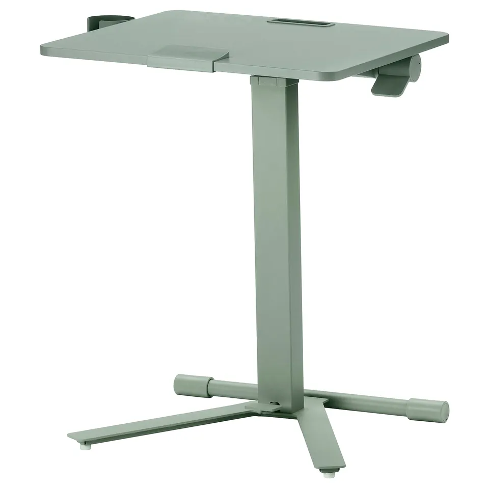 A MITTZON laptop table in green. Its height-adjustable and a tiltable top. Perfect for presentations or office tasks.