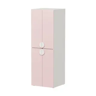 SMÅSTAD / PLATSA wardrobe, white pale pink/with 2 clothes rails