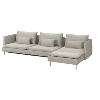 SÖDERHAMN 4-seat sofa-bed, with chaise longue/Viarp beige/brown, Width 319 x Depth 151 x Height 83 cm
