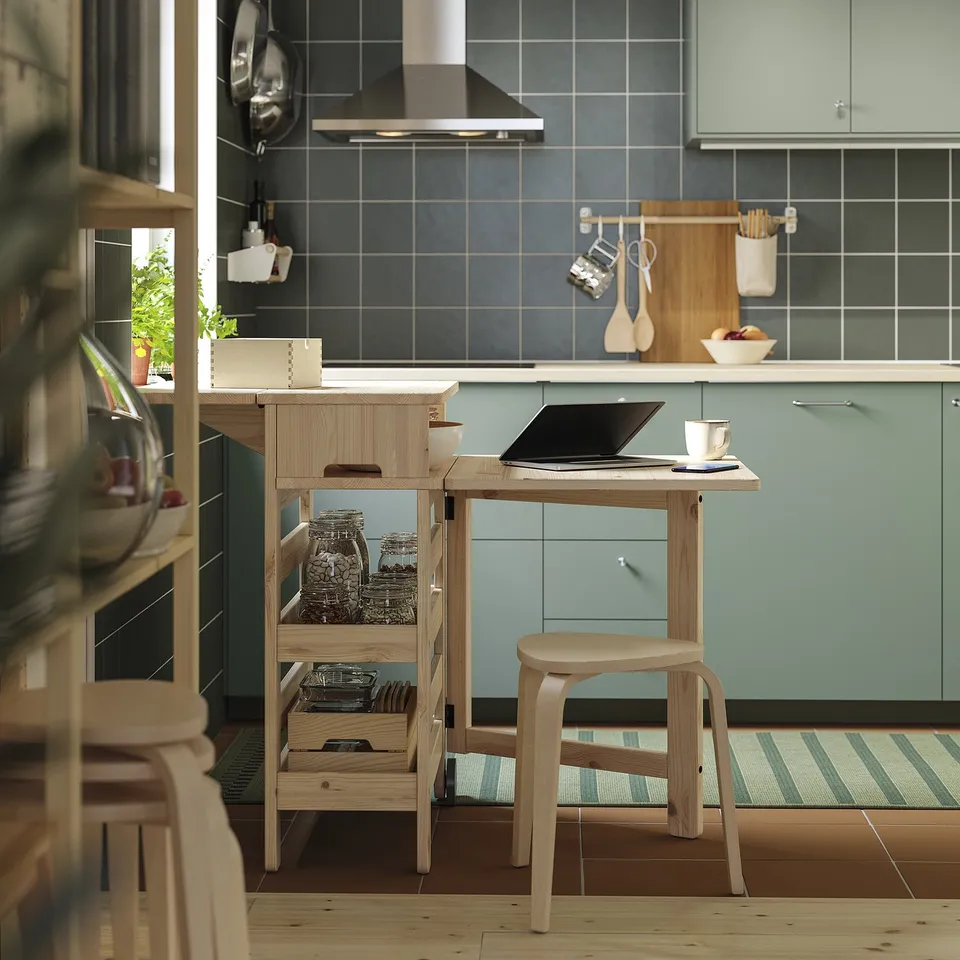 part: RESARÖ mobile drop-leaf table w storage