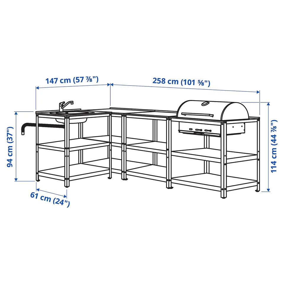 Illustration with measurements for the product: GRILLSKÄR.