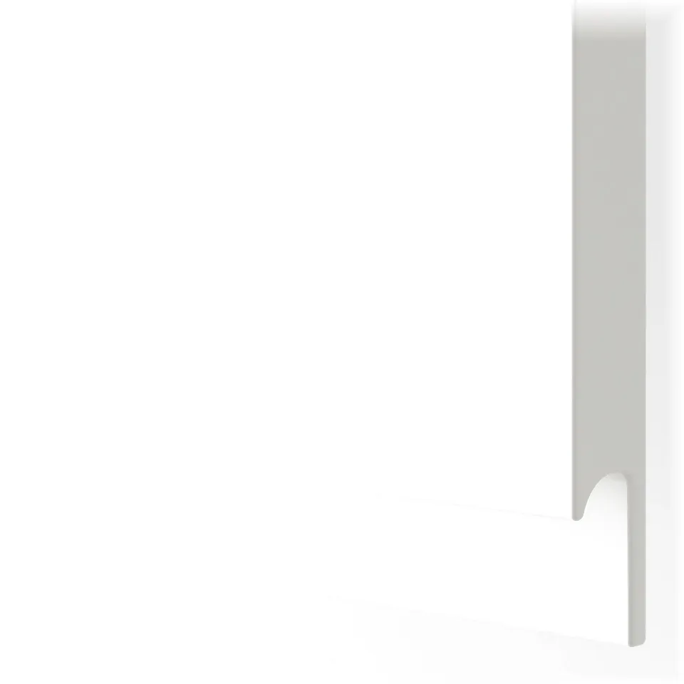 Minimalist white kitchen cabinet with sleek design and secure hinges.