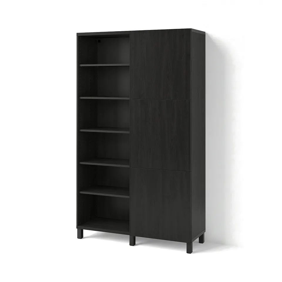 BESTÅ Storage combination with doors, black-brown/Lappviken/Stubbarp black-brown, 120x42x202 cm