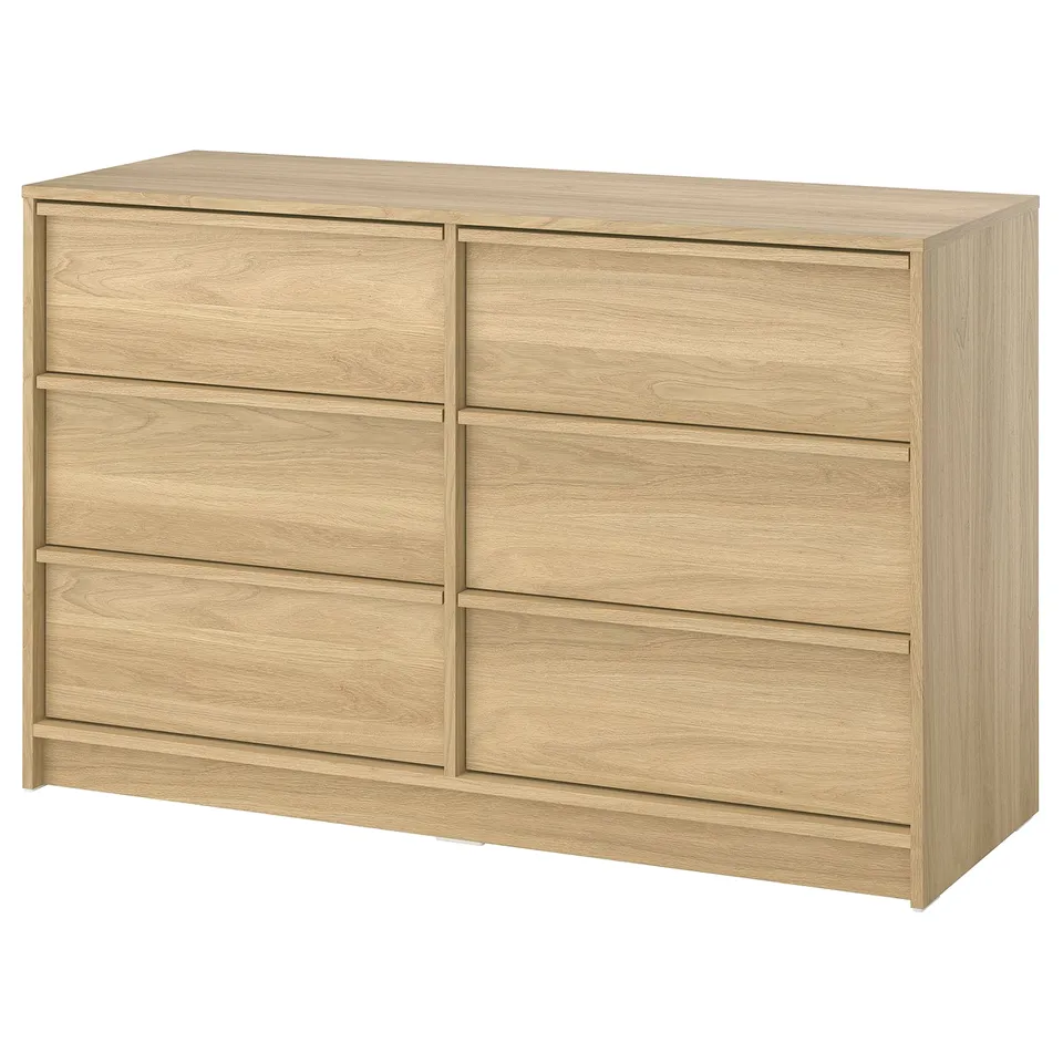 ANKARUDDEN Chest of 6 drawers, with 2 inner drawers/oak effect, 139x48x87 cm