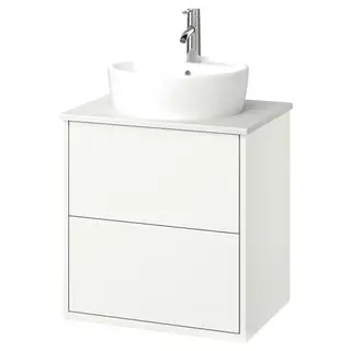 HAVBÄCK / TÖRNVIKEN wash-stnd w drawers/wash-basin/tap, white/white marble effect, Width 62.0 x Depth 49.0 x Height 78.8 cm