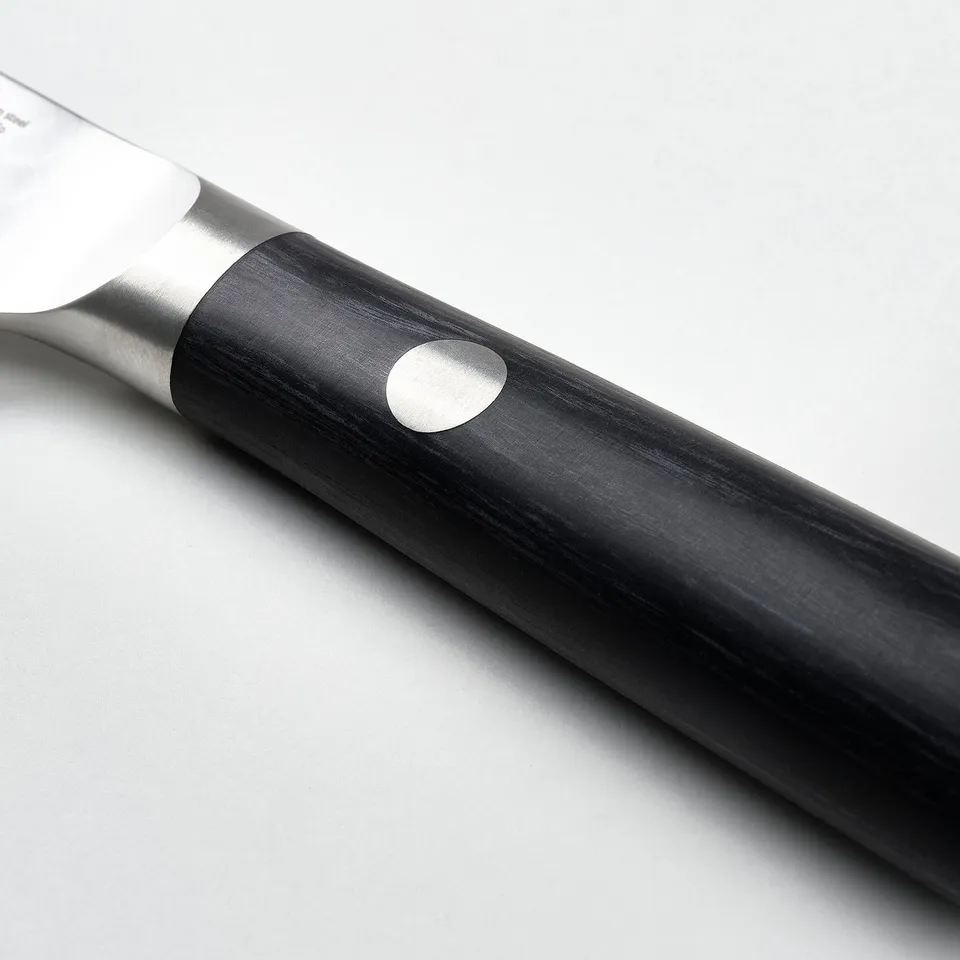 FJÄLLRÖDING Utility knife, damascus steel/black, 14 cm