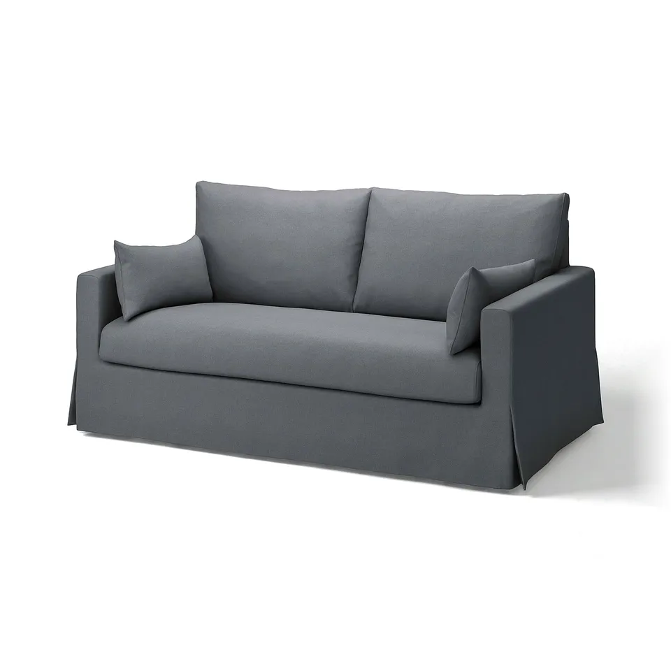 Grey HYLTARP convertible sofa with clean lines and plush cushions.
