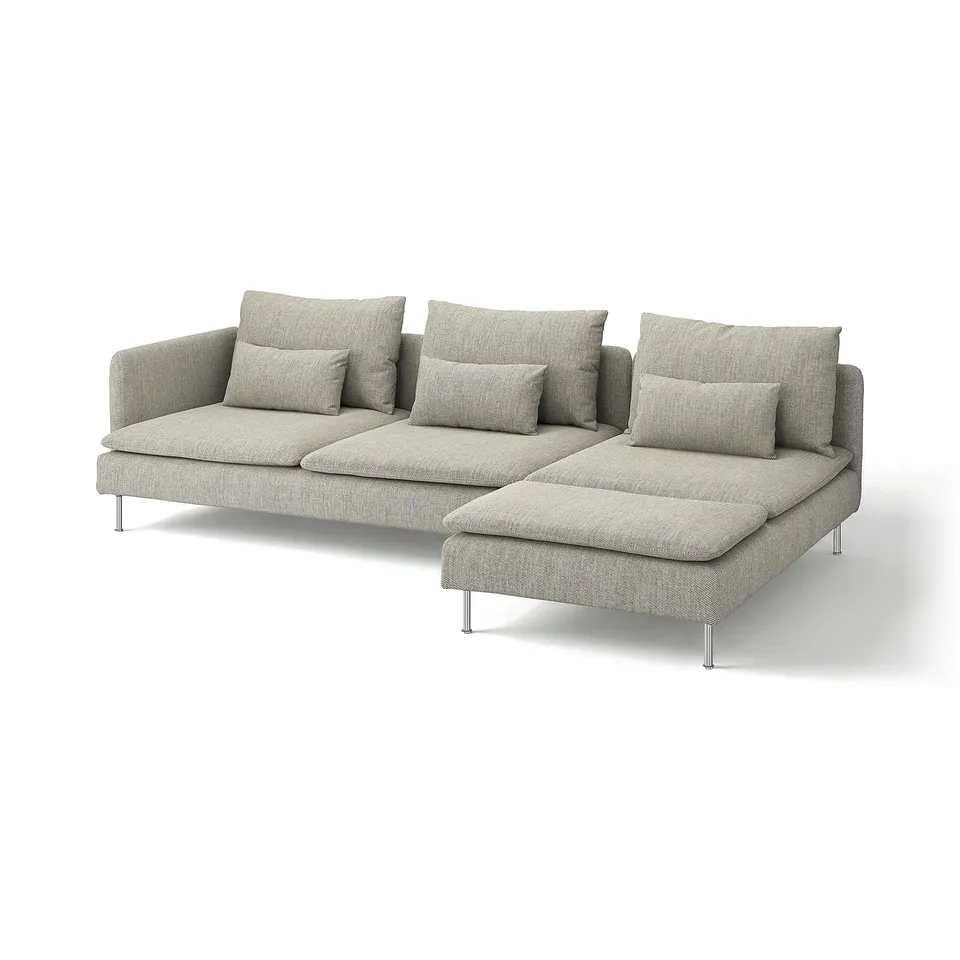 SÖDERHAMN sectional sofa, light grey, modern design with deep seats and slim lines.