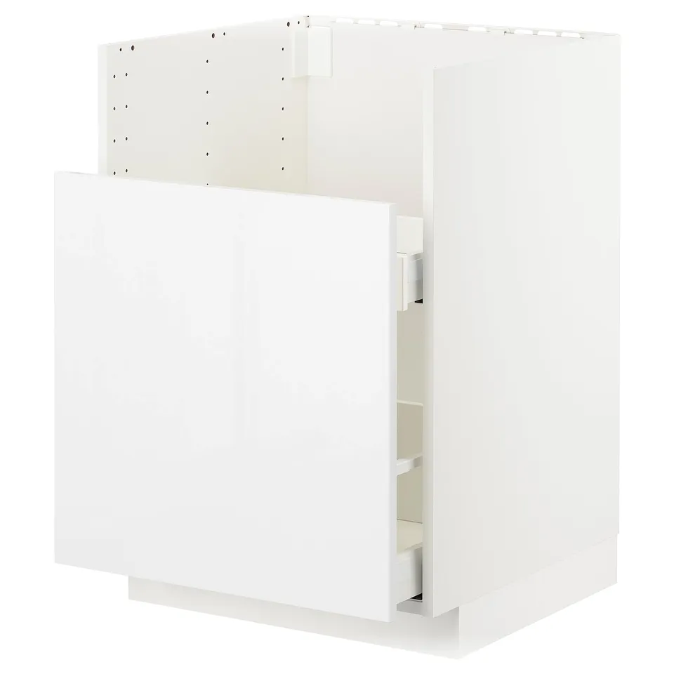 METOD kitchen unit, white, square, modern, glossy finish.
