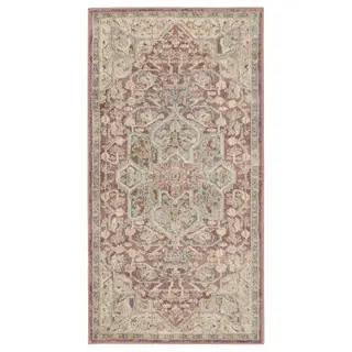 JÄRNVÄG rug, low pile, ornament pattern pink/beige, Length 150 x Width 80 cm