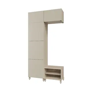 BESTÅ Hallway wardrobes, white stained oak effect/LAPPVIKEN light grey-beige