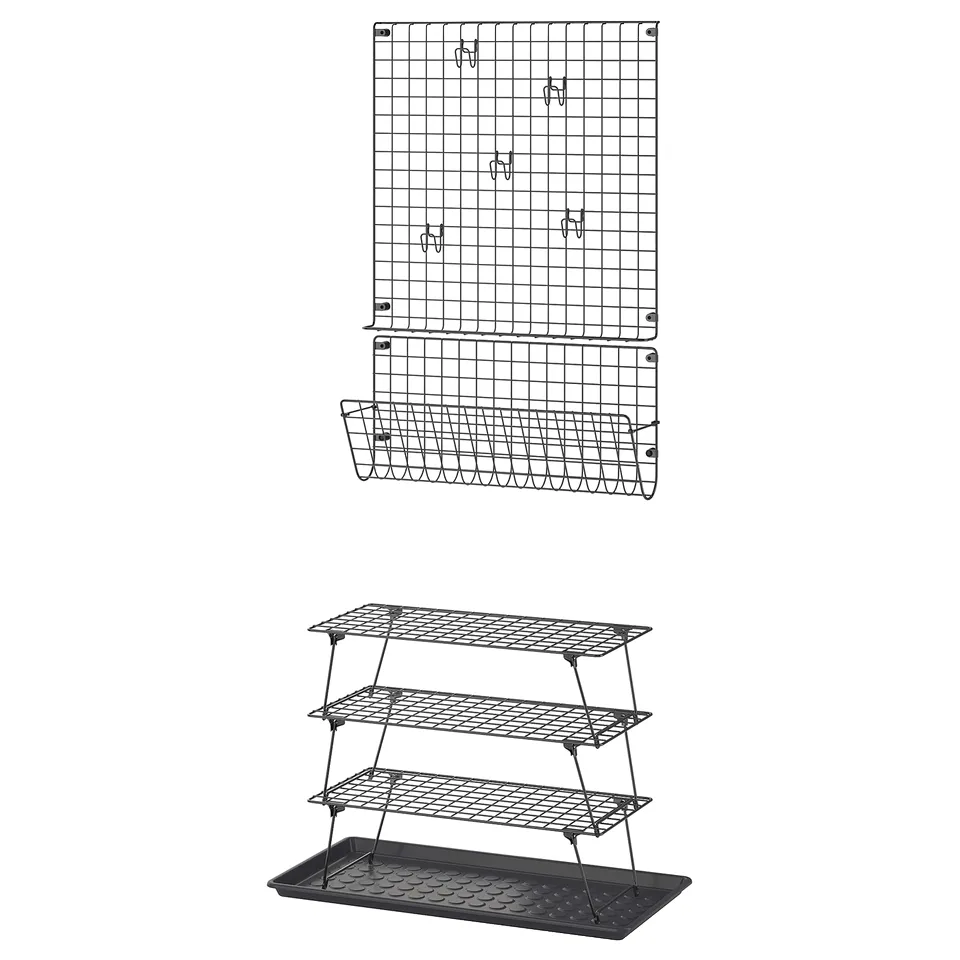 GREJIG / BAGGMUCK Hallway furniture, set of 6, grey