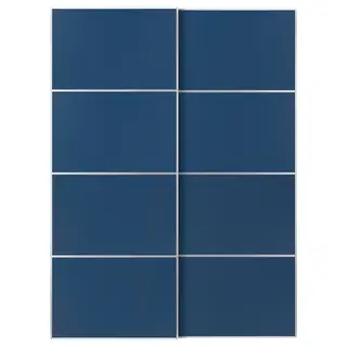 MEHAMN pair of sliding doors, aluminium/double sided blue, 150x201 cm