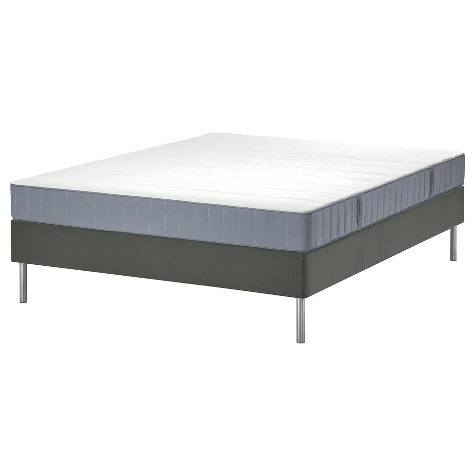 LYNGÖR Divan bed, Vesteröy firm/light blue dark grey, 150x200 cm