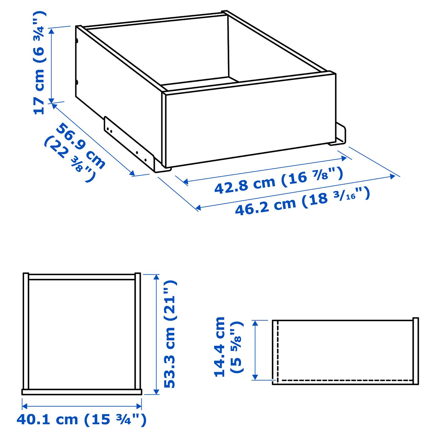 Illustration with measurements for the product: KOMPLEMENT.