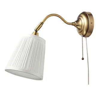 ÅRSTID wall lamp, brass/white, Depth 38 cm