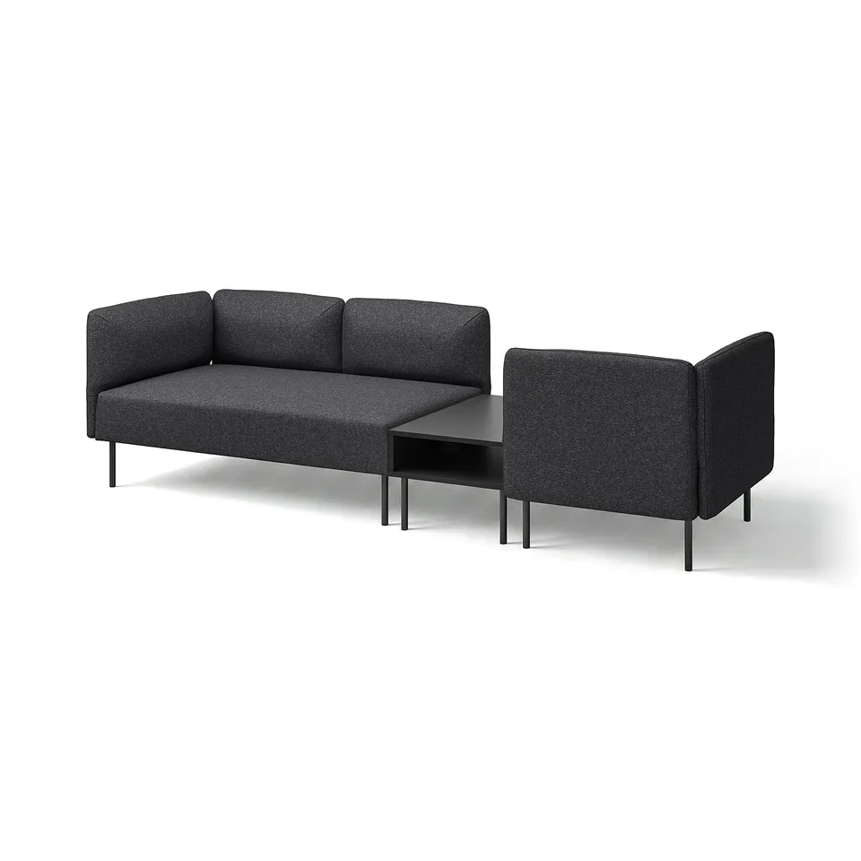 Modern grey modular sofa set with a sleek design and metal legs.