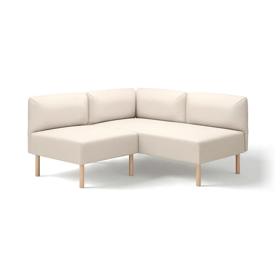 Beige LILLEHEM modular sofa, modern, light fabric, wood frame.