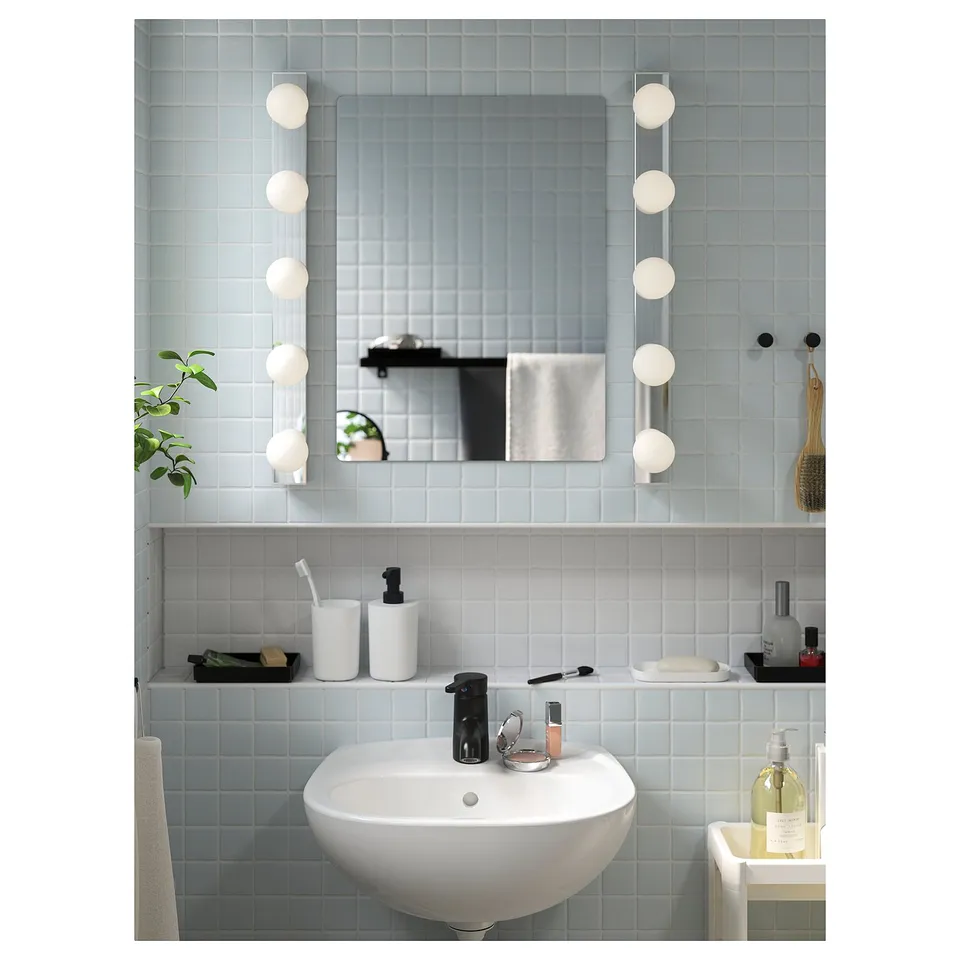 LEDSJÖ LED wall lamp, stainless steel