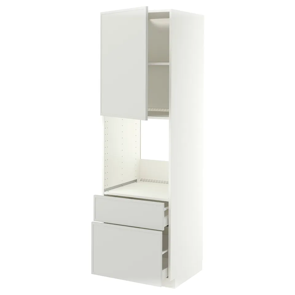 METOD / MAXIMERA Hi cab f ov w dr/2 frnt/1 m/1 h drw, white/Aspudden light grey, 60x60x200 cm
