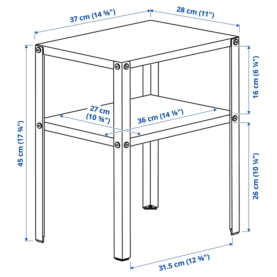 Illustration with measurements for the product: KNARREVIK.