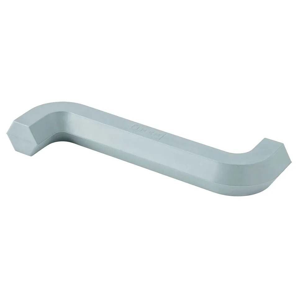 A light blue UTSÅDD dog toy with an allen key shape, made of natural rubber.