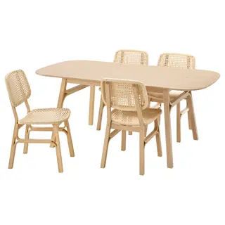 VOXLÖV / VOXLÖV table and 4 chairs, bamboo/bamboo, 180x90 cm