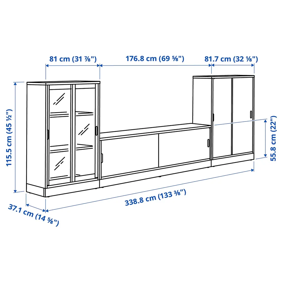 Illustration with measurements for the product: TONSTAD.