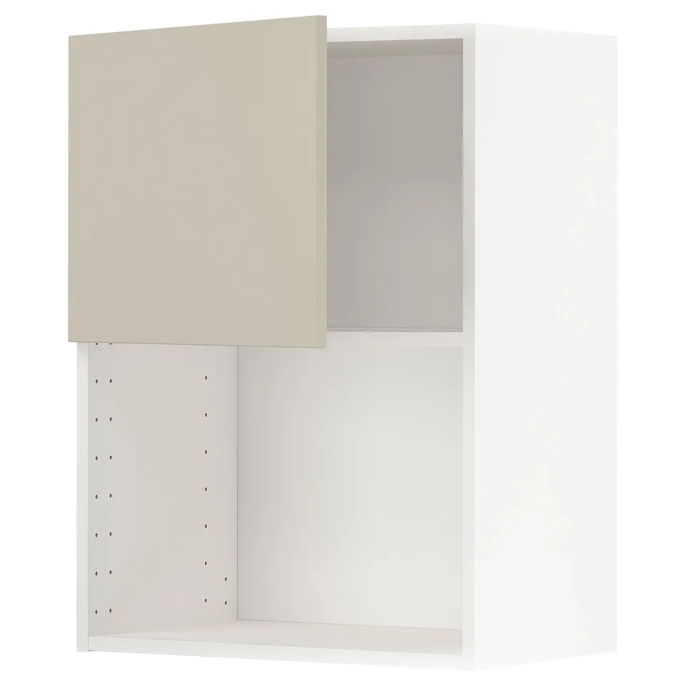 Beige METOD kitchen wall unit with adjustable shelf, modern design.