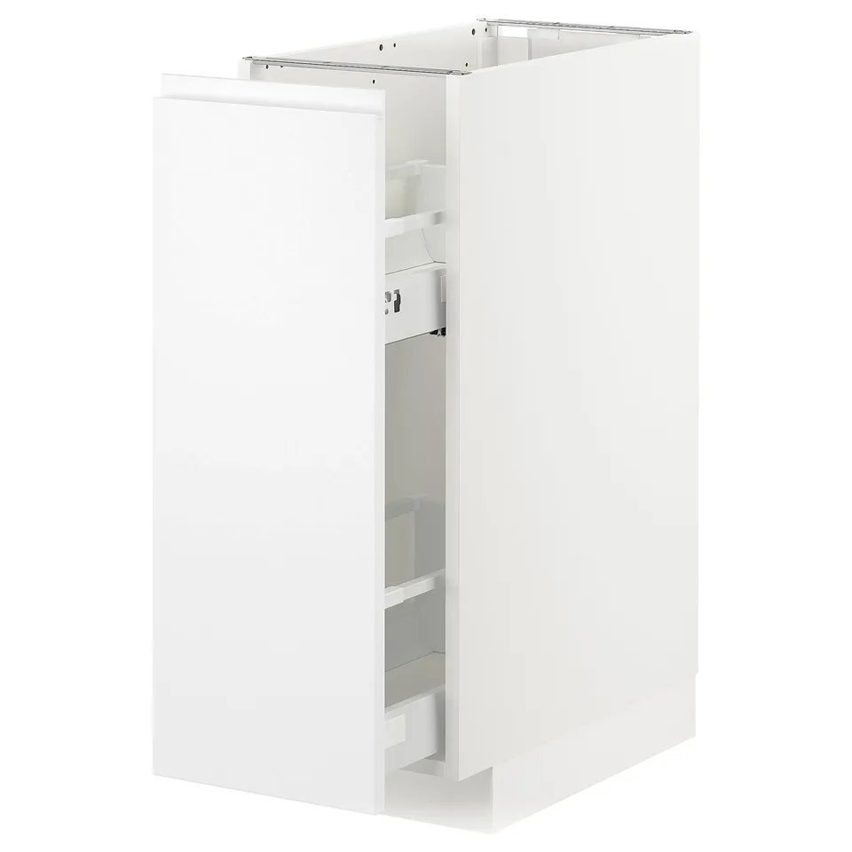 METOD white kitchen cabinet, modern design, pull-out shelves.