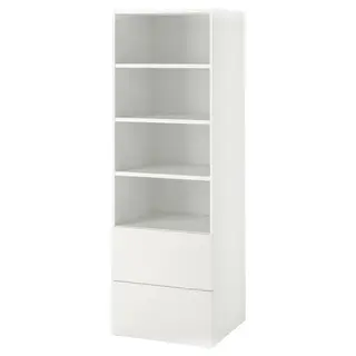 SMÅSTAD / PLATSA bookcase, white white/with 2 drawers, 60x57x181 cm
