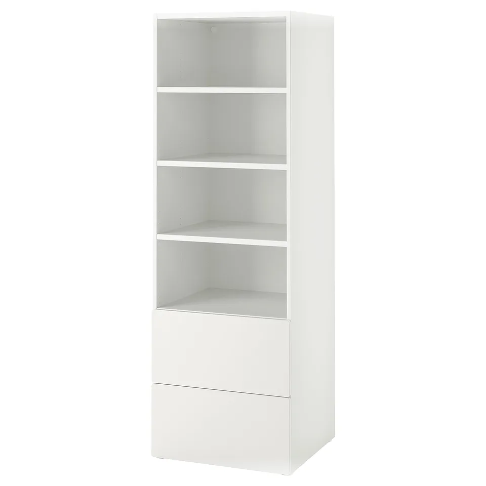 SMÅSTAD white bookshelf with drawers, modern design for space-saving storage.