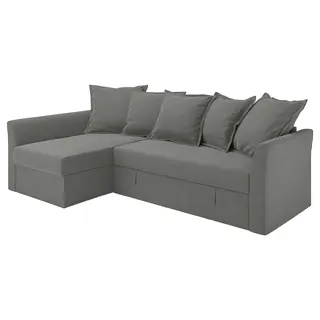 HOLMSUND corner sofa-bed, Borgunda dark grey, Width 230 x Depth 90 cm